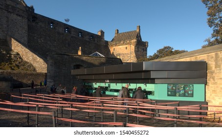 Edinburgh, Scotland / UK - October 24 2019: Ticket Office At Edinburgh Castle By Gareth Hopkins Architects