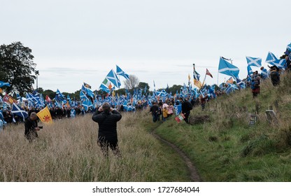 Edinburgh, Scotland / UK - October 5th 2019: Scottish Independence March Through Edinburgh