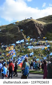 Edinburgh, Scotland, UK - October 6 2018: AUOB (All under one banner) march for independence