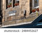 Edinburgh, Scotland, UK.  The Royal Mile and High Street street sign in the popular tourist city.