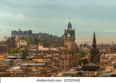 Edinburgh Skyline with Castle, Balmoral Clock and Scott Monument