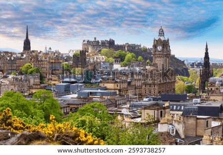 Edinburgh skyline at day from calton hill, Scotland