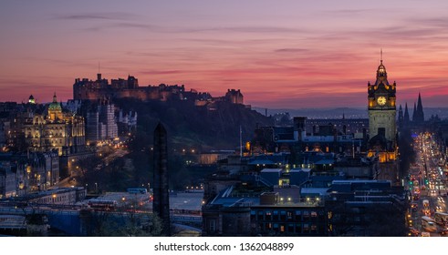 Edinburgh Skyline At Sunset