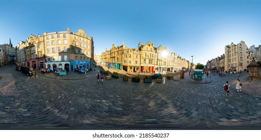 Edinburgh, UK - July 8, 2022: 360 Photo Grassmarket Square
Town Square Edinburgh Scotland UK