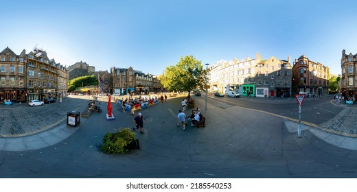 Edinburgh, UK - July 8, 2022: 360 Photo Grassmarket Square
Town Square Edinburgh Scotland UK