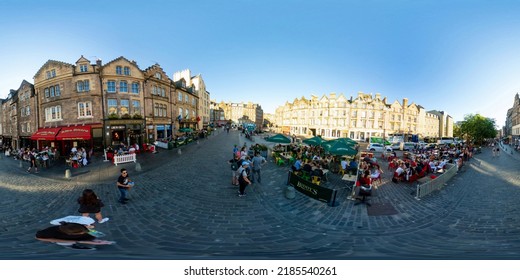 Edinburgh, UK - July 8, 2022: 360 Photo Grassmarket Square
Town Square Edinburgh Scotland UK