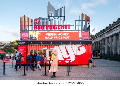 EDINBURGH,SCOTLAND - AUGUST 15,2019 : Booth Selling Tickets For The Fringe, The Largest Art Festival In The World