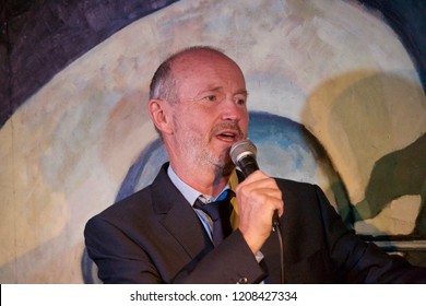 EDINBURGH,UK - August 4, 2018: Comedian And Radio Personality Fred MacAulay Performing At The Stand, A Comedy Club, During The Edinburgh Fringe