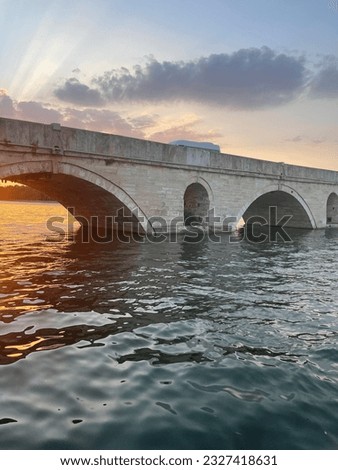 Edirne Türkiye Meriç Nehri River old city Ottoman Empire sunset Stock photo © 