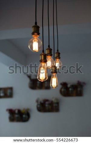 Edison bulbs light design, modern loft interior