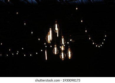 Edison Bulbs And String Lights Negative Space Copy Space Beautiful Architectural Lighting