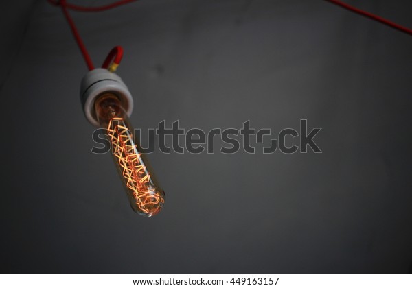 Edison Lamp Red Wire On Concrete Stock Photo Edit Now