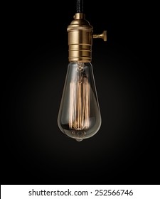 Edison Light Bulb On Black Background