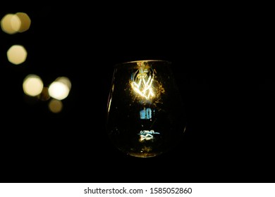 Edison Light Bulb String, Nighttime, Background, Bokeh.