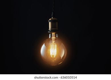 Edison Lightbulb On Black Background