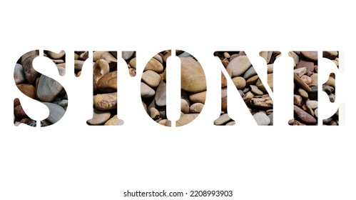 Editable Text Effect - Stone Age Rock Style .word Stone Made With Small Rocks .