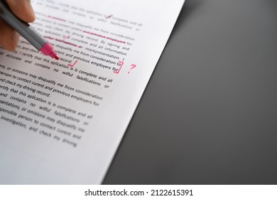 Editing Essay Content On Paper. Proofreader Marking Mistake