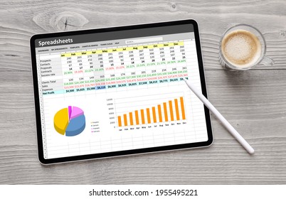 Editing Sample Spreadsheet Document On Tablet Computer