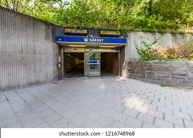 Editor 08.23.2018 Stockholm Sweden, Metrostation Entrance At Gärdet