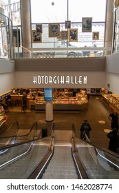 Editorial 29.3.2019 Stockholm Sweden Escalators Taking People Down To The Indoor Shopping Market At Hötorget