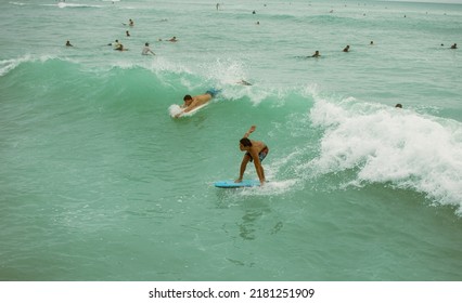 Editorial Content From People Surfing In Oahu, Honolulu, Hawai, 2022