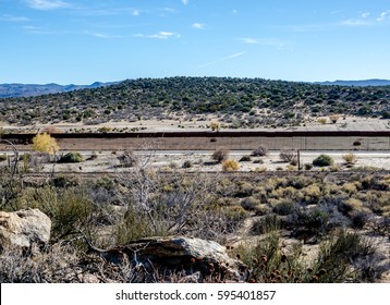 Editorial - December 3, 2015: US - Mexican Border Fence Near Jacumba/Boulevard In Southern California. 