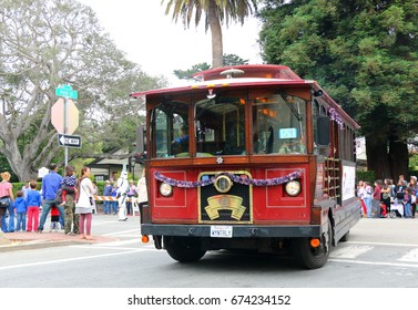 EDITORIAL.  July 4, 2017.  Fourth Of July Parade, Monterey, CA.  The Red Vintage 