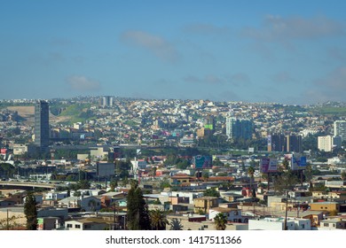 Editorial: March 22, 2019 - The City Of Tijuana, Mexico, Taken From A Hill Overlooking The Buildings And Architecture Of This Mexican Border Town. 