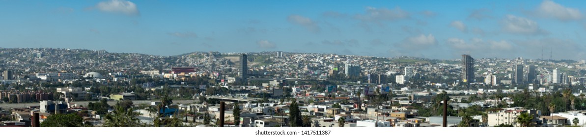 Editorial: March 22, 2019 - The City Of Tijuana, Mexico, Taken From A Hill Overlooking The Buildings And Architecture Of This Mexican Border Town. 