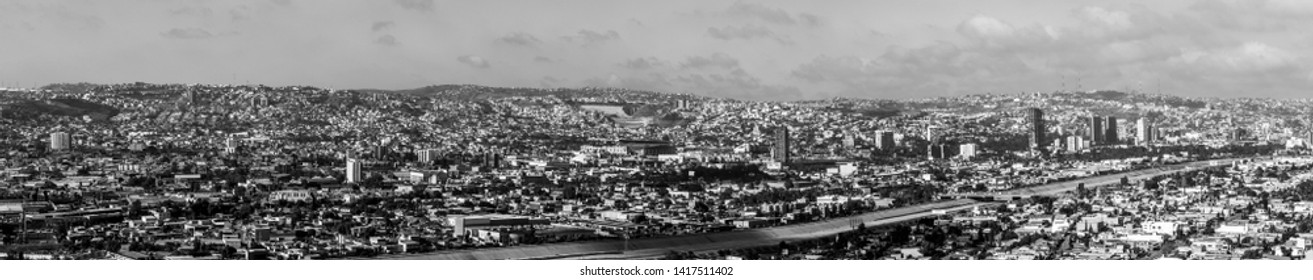 Editorial: March 22, 2019 - The City Of Tijuana, Mexico, Taken From A Hill Overlooking The Buildings And Architecture Of This Mexican Border Town. 