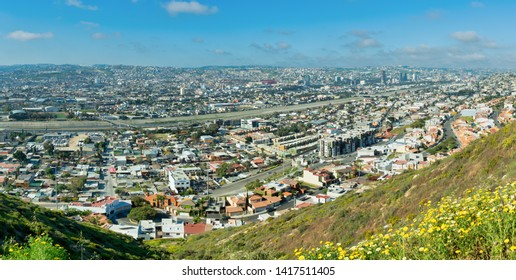 Editorial: March 22, 2019 - The City Of Tijuana, Mexico, Taken From A Hill Overlooking The Buildings And Architecture Of This Mexican Border Town. 