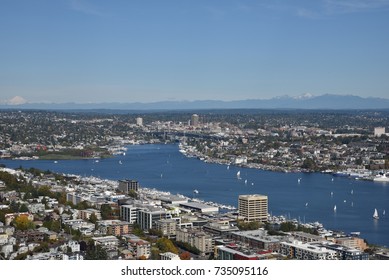 Editorial, Oct 15th 2017: Seattle, Washington, USA:  Seattle Top View From Space Needle Deck
