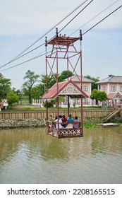 Editorial Use Only; A Cable Car Across A River, Taken At Ayutthaya, Thailand, In May 2022. 