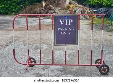 Editorial Use Only; A Funny VIP Parking Sign, In A Hotel Car Park, Which Has A Missing Wheel, Taken At Phetchaburi, Thailand, In October 2020.            