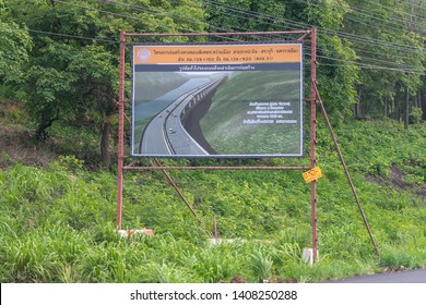 Editorial Use Only; A Poster Showing A Major Road Construction Project, Building A Motorway, Taken At Lam Takhong Dam, In Korat, Thailand In May 2019.