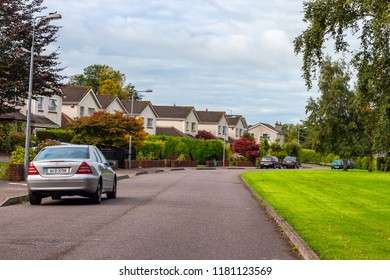 Editorial Use Only; A Small Quiet Housing Estate, With Green Grass And Trees, Taken At Cork, Ireland, In August, 2016.