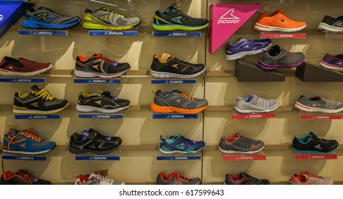 Editorial Use Only; Sports Shoes On Display In A Sports Shop, In Bangkok, Thailand, Taken On March 17th, 2017.