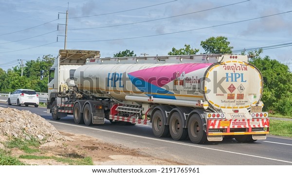Editorial use only; a truck\
carrying flammable liquids, taken at Buriram, Thailand, in July\
2022.