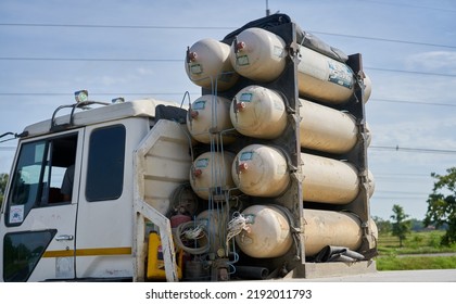 Editorial Use Only; A Truck On A Rural Road Powered By Compressed Liquid Nitrogen Gas, Taken At Buriram, Thailand, In July 2022.