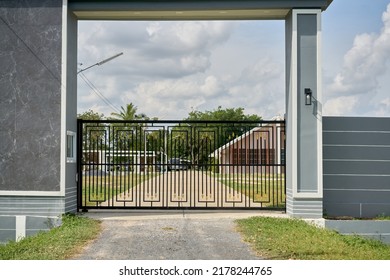 Editorial Use Only; A Wrought Iron Gate At The Entrance To A Private Residence, Taken At Sisaket, Thailand, In June 2022. 