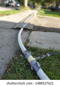 Edmonton, Alberta / Canada - August 26, 2019. Temporary Water Lines For Residents In Beverly Set Up For A Water Line Repair.