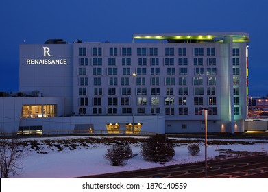 Edmonton, Alberta, Canada - December 8th 2020: Renaissance Hotel, At Edmonton International Airport. Opened 2014.