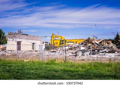 Edmonton, Canada, August 16, 2016: Clearing Path For New LRT Line, Edmonton, Alberta