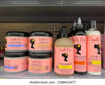 Edmonton, Canada - August 4, 2022: Various Camille Rose Black Hair Care Products On Display On A Grocery Store Shelf