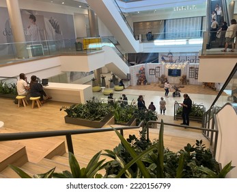 Edmonton, Canada - September 25, 2022: People On Computers And Sitting In An Open Space Area In Southgate Mall