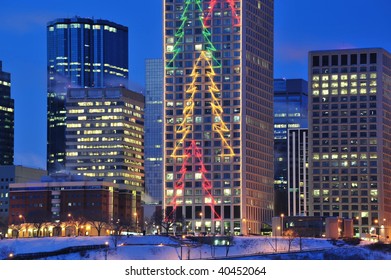 Edmonton Downtown Night Scene, Alberta, Canada