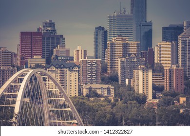 Edmonton Downtown At Sunset, In Summer, Alberta, Canada