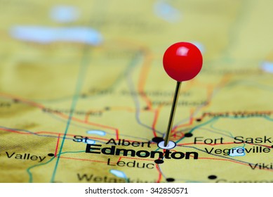 Edmonton Pinned On A Map Of Canada
