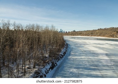 Edmonton River Valley With Downtown In The Background