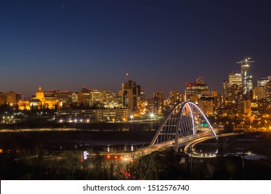 Edmonton skyline and Waterdale bridge at night